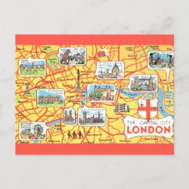 カラフルなイラストのロンドン地図(イギリス) ポストカード