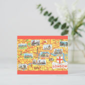 カラフルなイラストのロンドン地図（イギリス） ポストカード (スタンド正面)