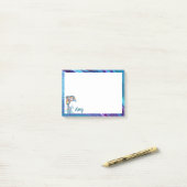 カラフルなイルカの鉛筆イラスト - 飛び跳ねるイルカ ポストイット (デスク上)