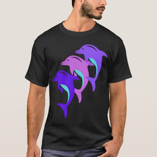 カラフルなイルカ-すばらしい Tシャツ (正面)