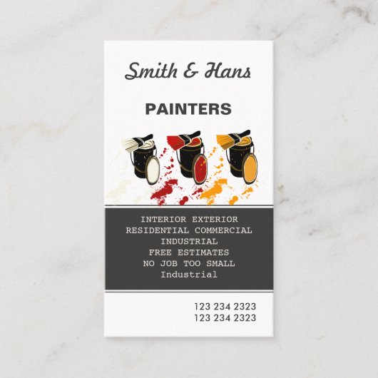 カラフルなインクしぶきの専門の塗装業者 名刺 (正面)