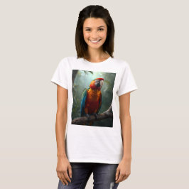 カラフルなインコのデザインが映えるレディースTシャツ Tシャツ