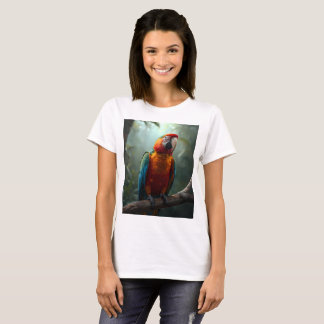 カラフルなインコのデザインが映えるレディースTシャツ Tシャツ