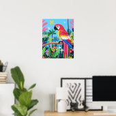 カラフルなインコの壁掛けアート ポスター (ホームオフィス)