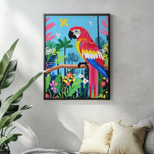 カラフルなインコの壁掛けアート ポスター