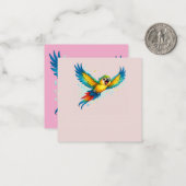 カラフルなインコの飛行・かわいい鳥デザイン ノートカード (正面/裏面インサイチュ)