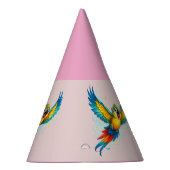 カラフルなインコの飛行・かわいい鳥デザイン パーティーハット (右)