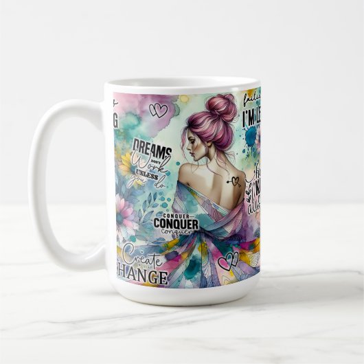 カラフルなインスピレーションの女性 コーヒーマグカップ (左)