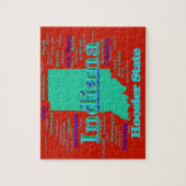 カラフルなインディアナの州のプライドの地図のポップアート ジグソーパズル (縦)