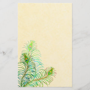 カラフルなインドの孔雀は文房具に羽をつけます 便箋