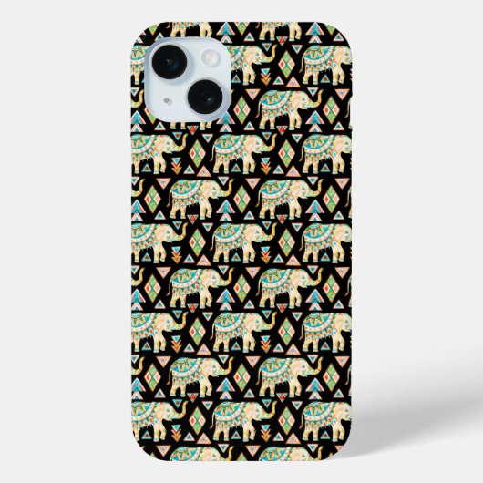 カラフルなインドゾウの可愛いパターン Case-Mate iPhoneケース (裏面)