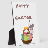 カラフルなイースターうさぎと卵 フォトプラーク (側面)
