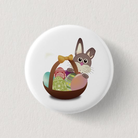 カラフルなイースターうさぎと卵 缶バッジ (正面)