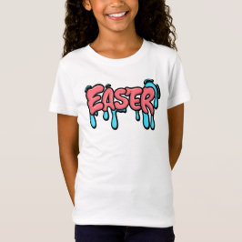 カラフルなイースターのしたたりテキストのグラフィティスタイルデザイン Tシャツ