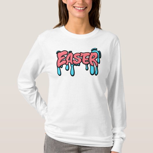 カラフルなイースターのしたたりテキストのグラフィティスタイルデザイン Tシャツ (正面)
