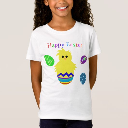 カラフルなイースターのひよこ卵 Tシャツ (正面)