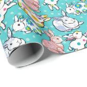 カラフルなイースターのウサギ ラッピングペーパー (ロールコーナー)