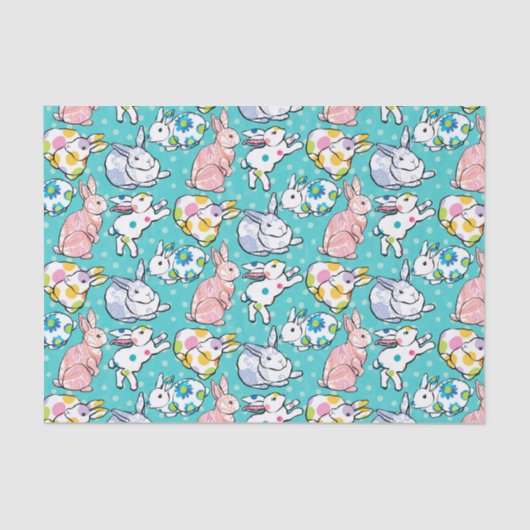 カラフルなイースターのウサギ 薄葉紙 (正面)