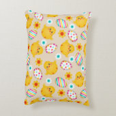 カラフルなイースターエッグおよびひよこパターン アクセントクッション (裏面(縦))