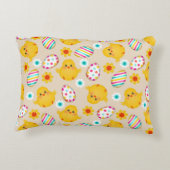 カラフルなイースターエッグおよびひよこパターン アクセントクッション (裏面)
