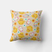 カラフルなイースターエッグおよびひよこパターン クッション (裏面)