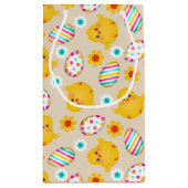 カラフルなイースターエッグおよびひよこパターン スモールペーパーバッグ (裏面)