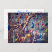 カラフルなイースターエッグの木のパーソナライズな郵便はがき シーズンポストカード (正面/裏面)