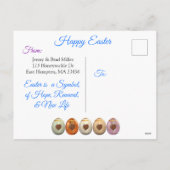 カラフルなイースターエッグの木のパーソナライズな郵便はがき シーズンポストカード (裏面)