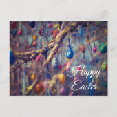 カラフルなイースターエッグの木のパーソナライズな郵便はがき シーズンポストカード (正面)