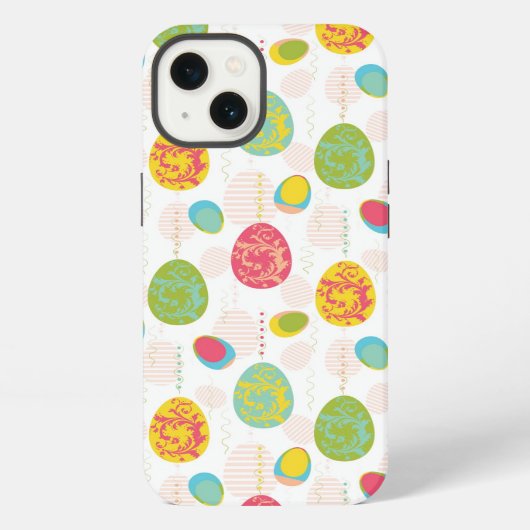 カラフルなイースターエッグパターン iPhoneケース (裏面)