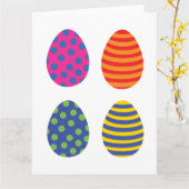 カラフルなイースターエッグ4個 カード (黄色い花)