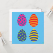 カラフルなイースターエッグ4個 カード (正面/裏面インサイチュ)