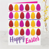 カラフルなイースターエッグ カード (黄色い花)