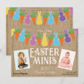 カラフルなイースターバニー＆ミニ写真撮影チラシ 招待状 (正面/裏面)