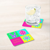 カラフルなイースター スクエアペーパーコースター (インサイチュ)