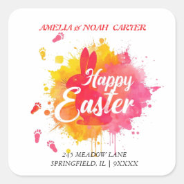 カラフルなイースター・ブランチ＆ハント スクエアシール