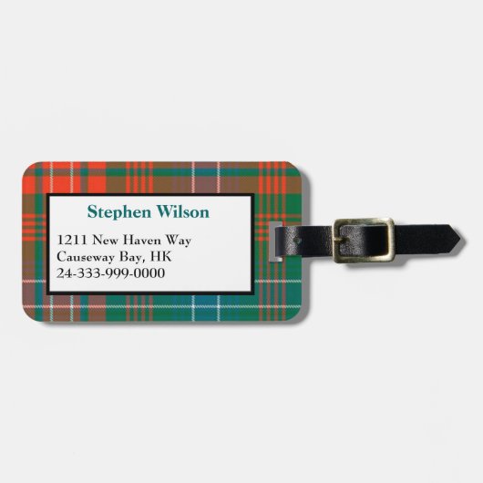 カラフルなウイルソンタータンチェック格子縞の荷物のラベル ラゲッジタグ (正面横)