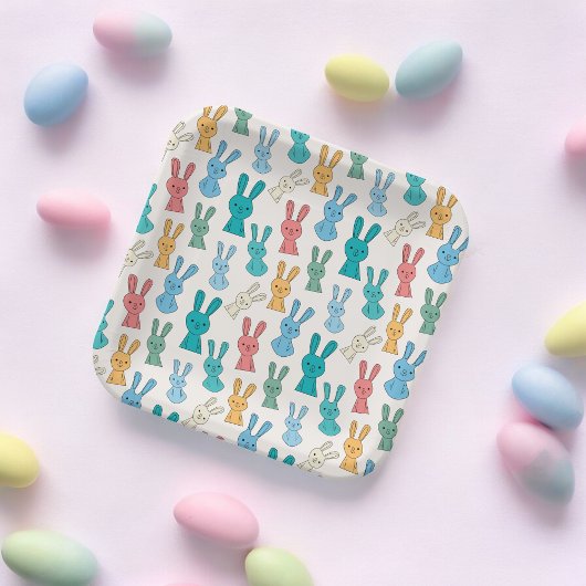 カラフルなウサギの漫画 ペーパープレート