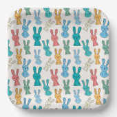 カラフルなウサギの漫画 ペーパープレート (正面)