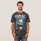 カラフルなウサギの絵・アニマルラバーズ Tシャツ (正面フル)