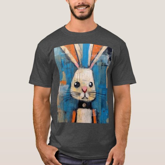 カラフルなウサギの絵・アニマルラバーズ Tシャツ (正面)