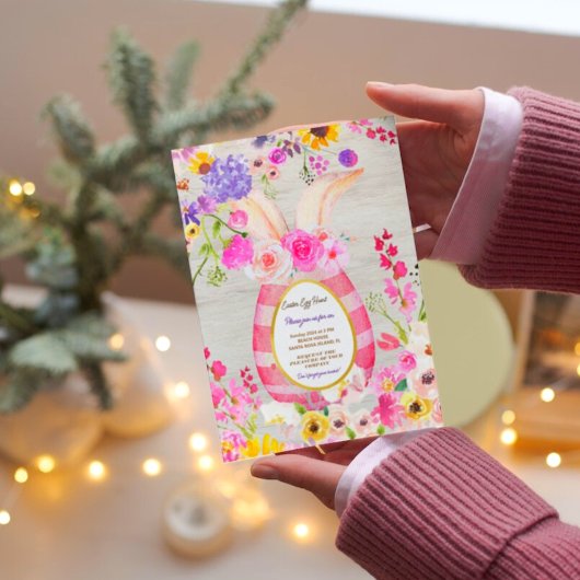 カラフルなウサギ イースターエッグ ハント ブランシュ   招待状