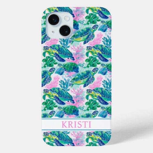 カラフルなウミガメのモノグラム Case-Mate iPhoneケース (裏面)