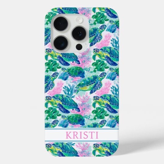 カラフルなウミガメのモノグラム Case-Mate iPhoneケース (裏面)