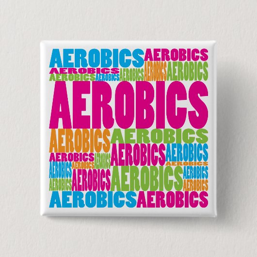 カラフルなエアロビクス 缶バッジ (正面)