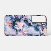 カラフルなエレガントな大理石 白と青とピンク SAMSUNG GALAXYケース (裏面横)