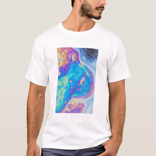 カラフルなオイルパターン、カナダ Tシャツ (正面)