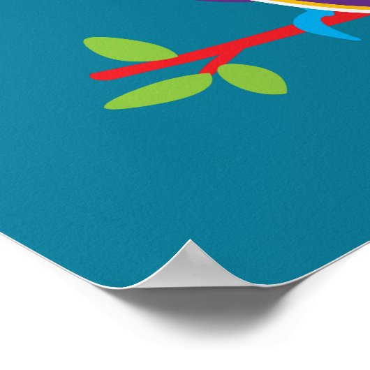 カラフルなオウムのグラフィック子供部屋アート ポスター (角)