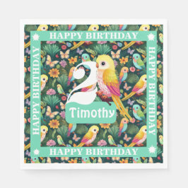 カラフルなオウムの2歳の誕生日 スタンダードランチョンナプキン