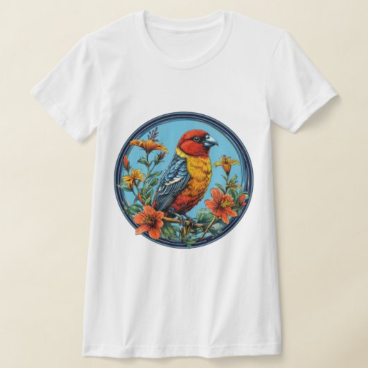 カラフルなオウム嘴の鳥 Tシャツ (レイダウン)